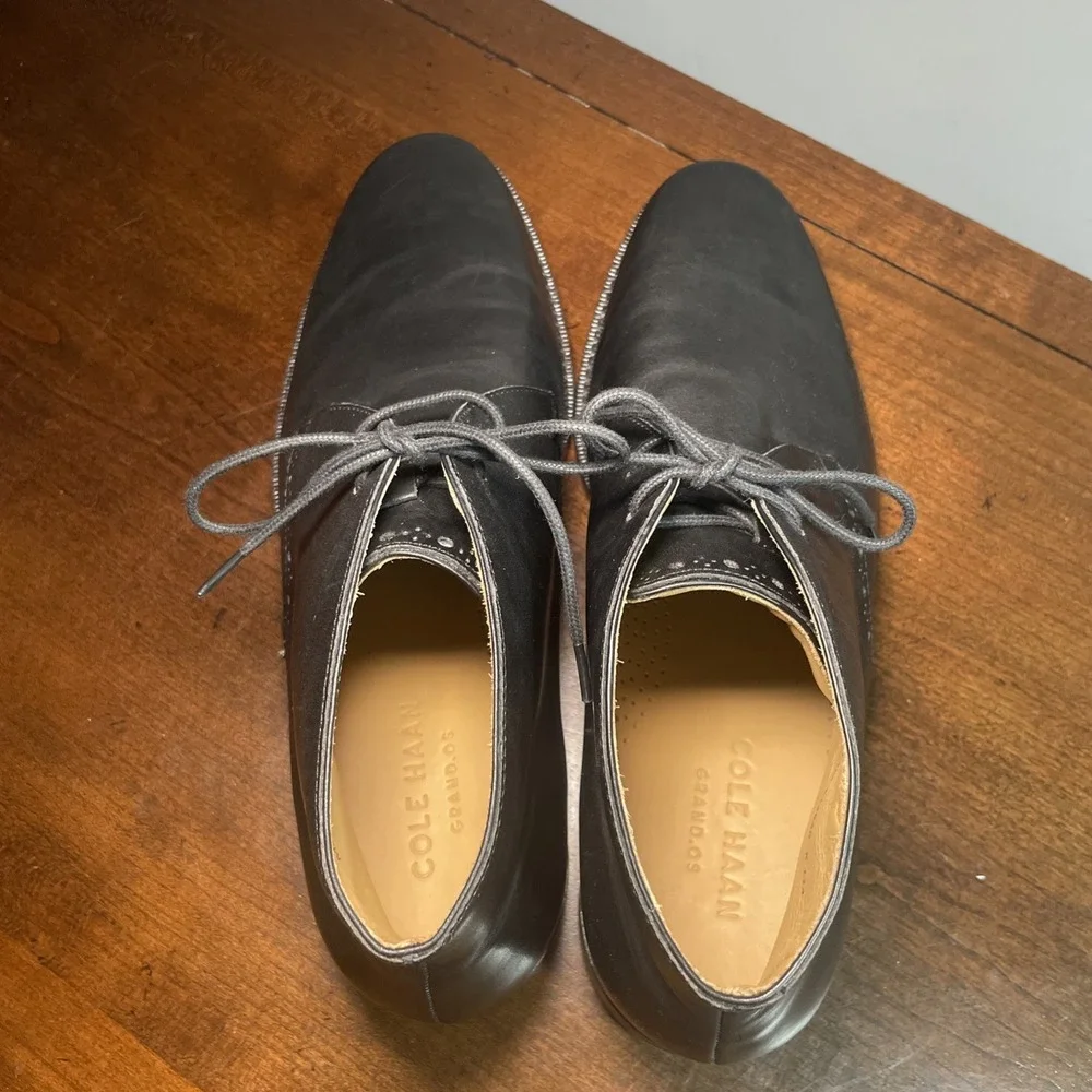Cole Haan Graydon Chukka Boots Men 7.5  M Black Leather Lace Up 9.5 women NWOB